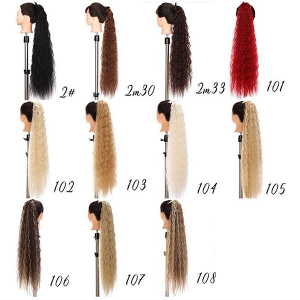 32 polegadas Grampo sintético de onda profunda em ponytail Exmentions Grip Cabytails Simulação Extensões de Cabelo Humano Pacotes AS-32PO