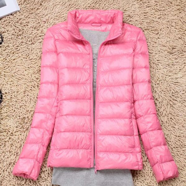 

brand 90%white duck down ultra light stand ets women autumn coat slim ps size fashion parkas, Black