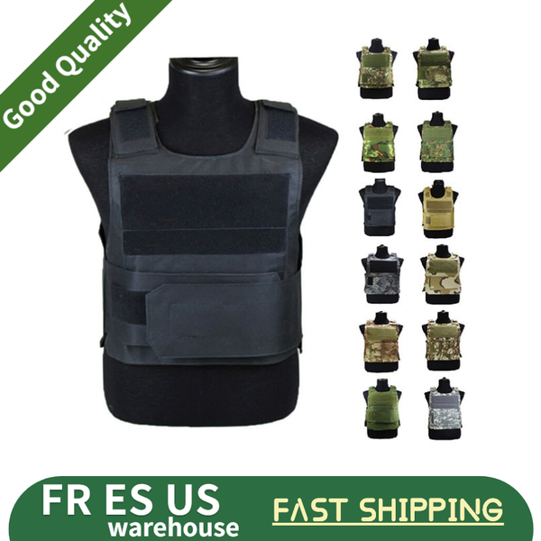 

tactical vest outdoor paintball adjustable training protective hunting jackets, Camo;black