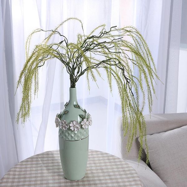 

artificia hanging willow stem line diy green flower grass stems plastic fake plants decorative flowers & wreaths