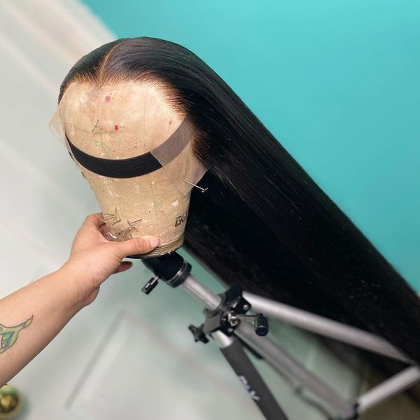 

lx brand 26 inch long glueless black synthetic hair wig silky straight lace front wig for black women pre plucked babyhair daily cosplayfact