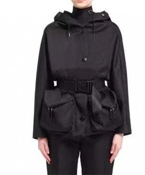 

women jackets hooded with belt adjust slim for lady outwear windbreaker coat spring autumn fashion style jackets hoodie sun protection, Black;brown