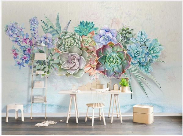 

wallpapers 3d wallpaper custom po mural tropical succulent flowers tv background living room home decor for walls 3 d