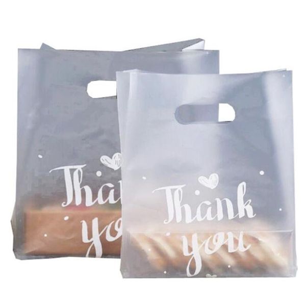 

gift wrap 50pcs thank you plastic bags shopping with handle christmas wedding party favor bag candy cake wrapping