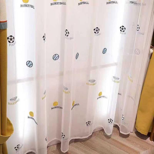 

children's room sports football volleyball embroidered curtain finished curtains for living dining bedroom & drapes