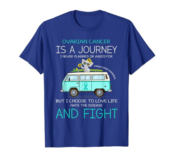 

ovarian cancer is a journey ovarian cancer awareness tshirt, White;black