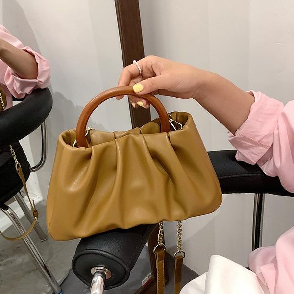 

evening bags summer 2021 design handbag for women small solid urban female shoulder bag wood strap ladies casual pillow crossbody