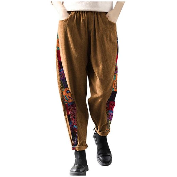 

women's pants & capris ostrich women corduroy autumn winter print pink harem casual brown navy trousers plus size 1204, Black;white