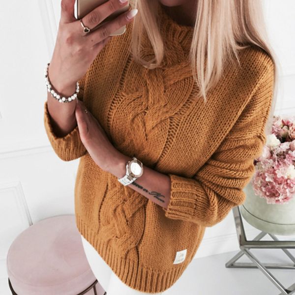 

fashion sweater women's high collar solid color t-shirt in autumn and winter 2021, White;black