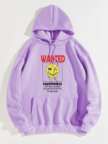 

cartoon & letter graphic kangaroo pocket drawstring thermal hoodie d9ng#, White;black
