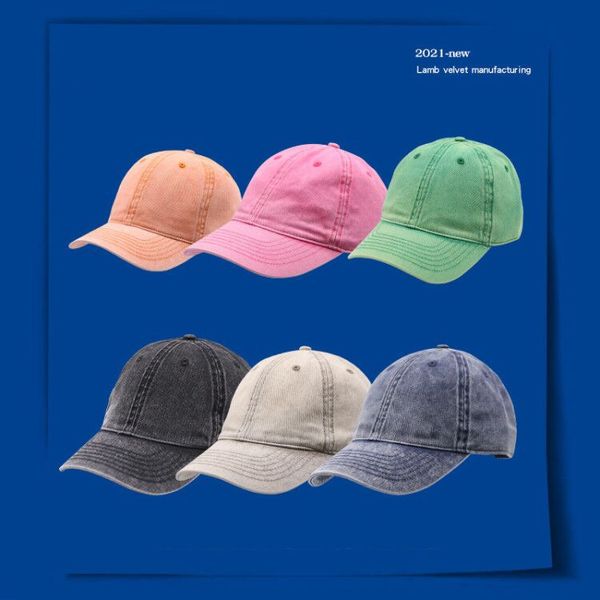 

wash old basic solid color baseball cap for men women, Blue;gray
