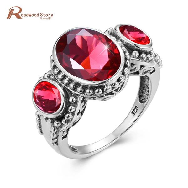

cluster rings red ruby ring silver women wedding gold 14k oval gemstones designer jewelry prong setting engrave yuzuk markdown sale, Golden;silver