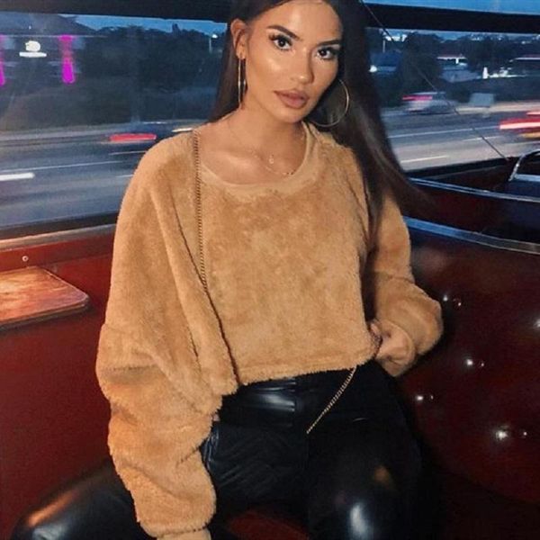 

women's hoodies & sweatshirts 2021 autumn and winter loose casual pullovers sweatshirt plush o-neck long sleeve shirt women, Black