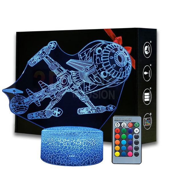 

night lights 3d illusion light spaceship pattern desk lamp kids bedside for home room decor lighting drop