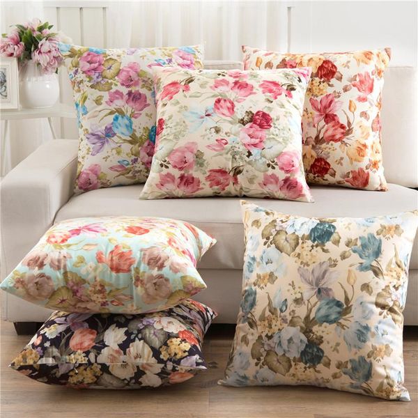 

cushion/decorative pillow 45*45cm vintage rose flower case flannel cushion cover office sofa car throw pillowcase romantic country home deco