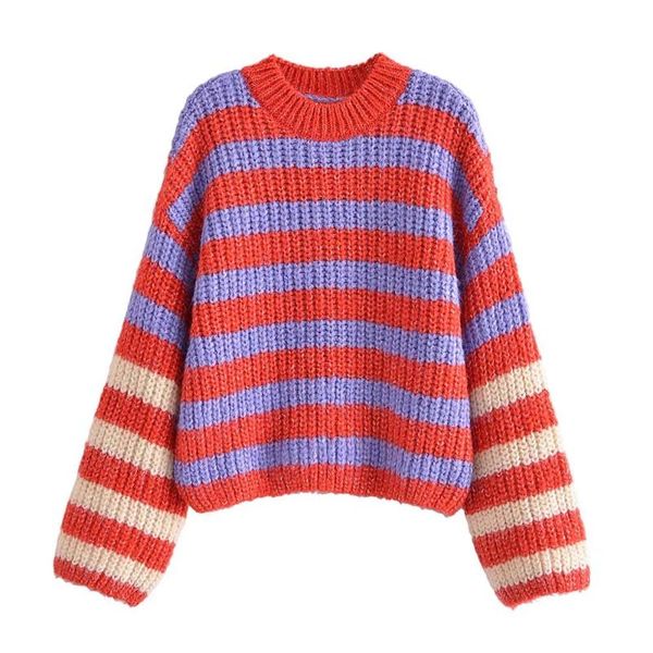 

women's sweaters women 2021 autumn winter colorful striped knitted sweater jumper female oversize pullovers chic, White;black