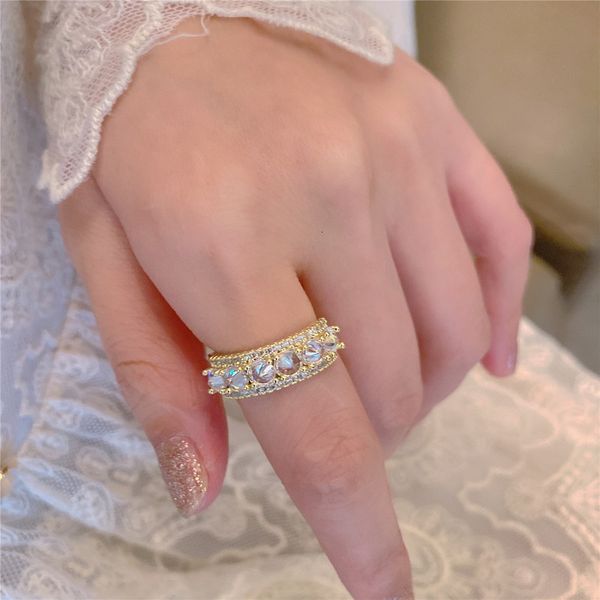 

shimme series ultra fairy micro inlaid zircon ring with adjustable opening, Silver