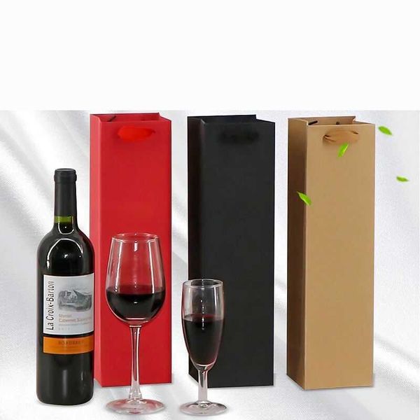 

gift wrap 20pcs kraft paper red wine hand bag drinks packing storage bottle packaging bags