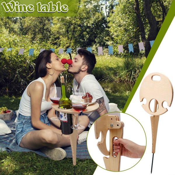 

camp furniture log folding outdoor picnic wine rack table portable lawn family
