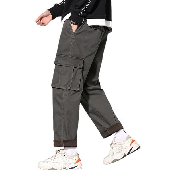 

men's pants oversized cargo men mens clothing fashion baggy, Black