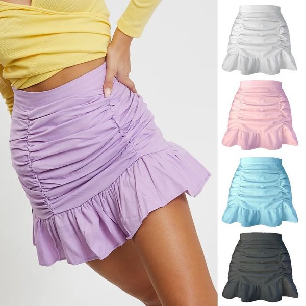 

faldas mujer moda high waist floral a-line skirts women summer korean short kawaii mini skirt woman clothes 210419, Black