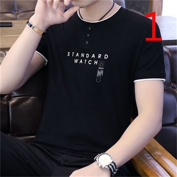 

men's short-sleeved t-shirt cotton summer trend korean version of self-cultivation 210420, White;black