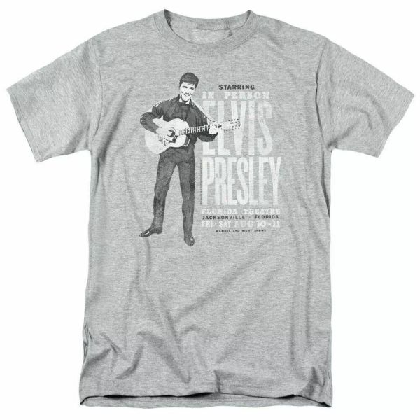 

Elvis Presley In Person T Shirt Mens Licensed The King Tee Sport Gray, White;black