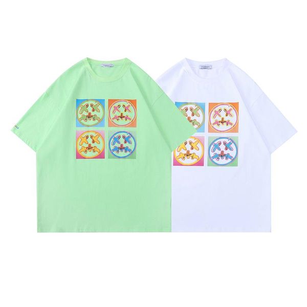 

men's t-shirts 2021 solid color graffiti letter printing men and women short-sleeved couple loose t-shirt high street dance, White;black