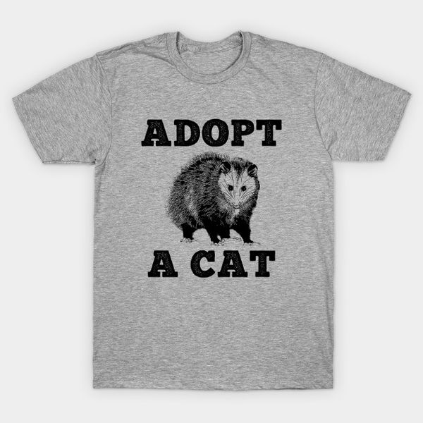 

adopt a cat funny opossum t-shirt size s-5xl, White;black