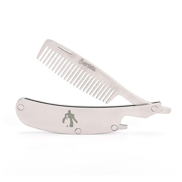 

hair brushes stainless steel folding comb men's beard pocket mini available in stock, Silver