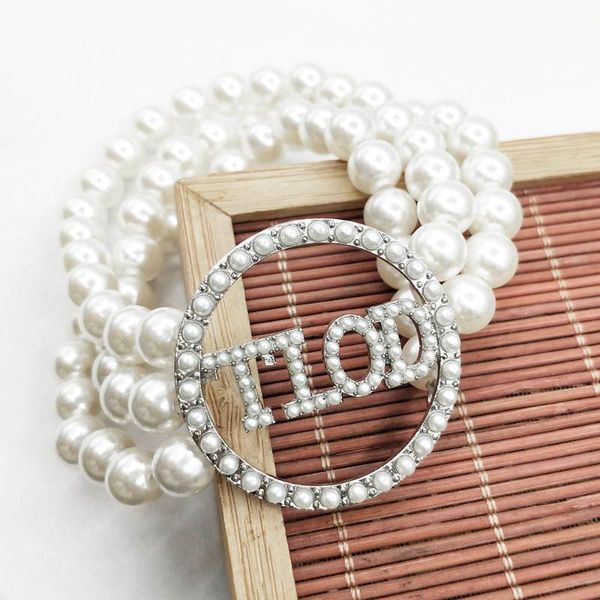 

beaded, strands handmade greek sorority multilayer elastic line white pearl tlod charm women bracelet jewelry, Black