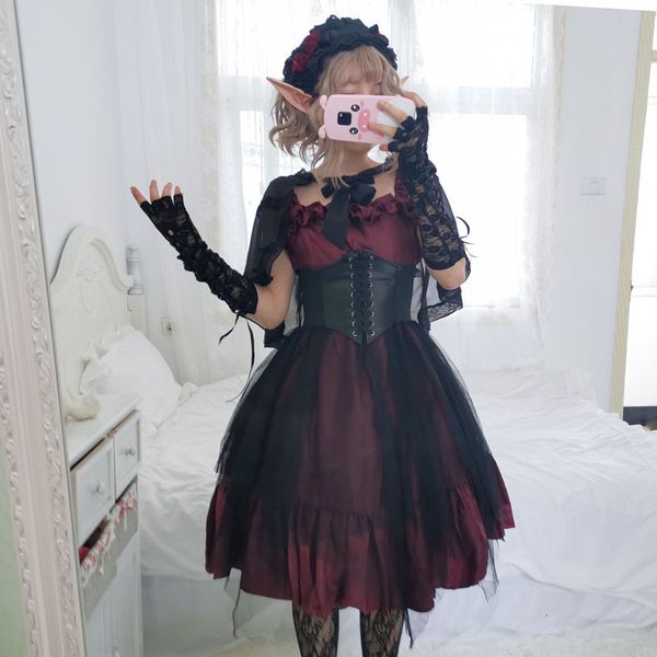 

luxury casual dresses boz irregular high waist yarn skirt jsk short long suspender sleevels drs, Black;gray