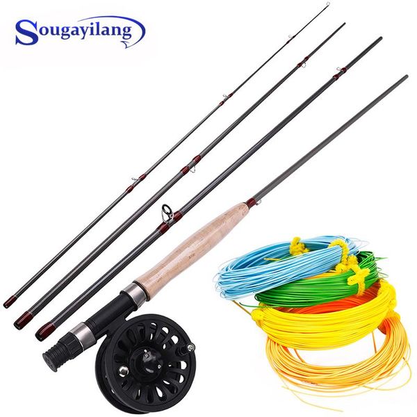 

sougayilang 2.7m 4 section fishing rod and reel 4f 100ft line combo for freshwater travel bass pike