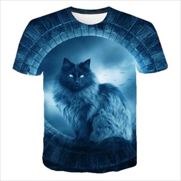 

men's t-shirts 3d animal cat cute print cool t-shirt summer men short sleeve fashionable, White;black