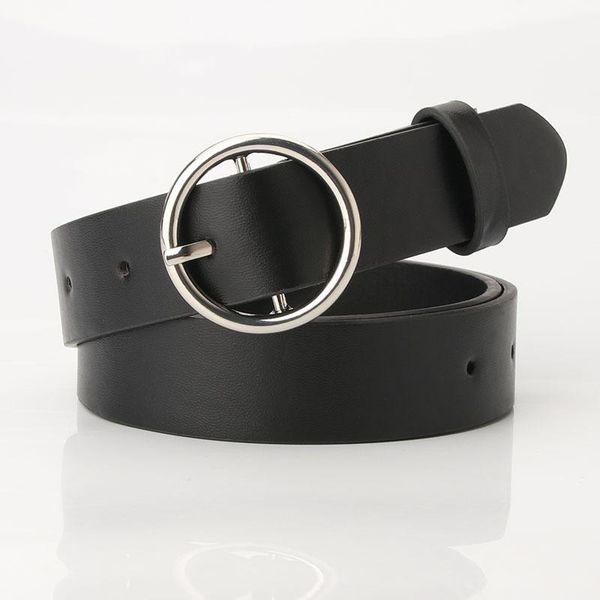 

belts pu leather women fashion jeans dress belt ladies round buckle casual waistband waist strap, Black;brown