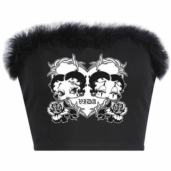 

women's tanks & camis kawaii tank gothic punk dark street aesthetic y2k top, White