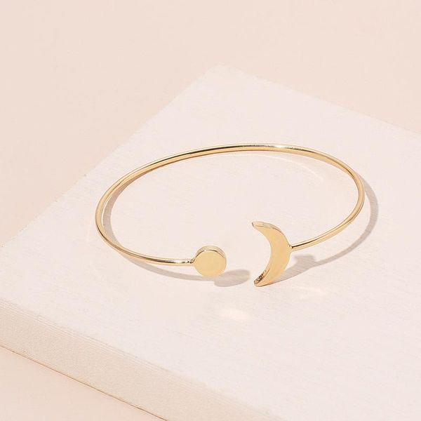 

charm bracelets fashion women's sun moon open bracelet cuff pure copper plating vintage charms jewelry gift, Golden;silver