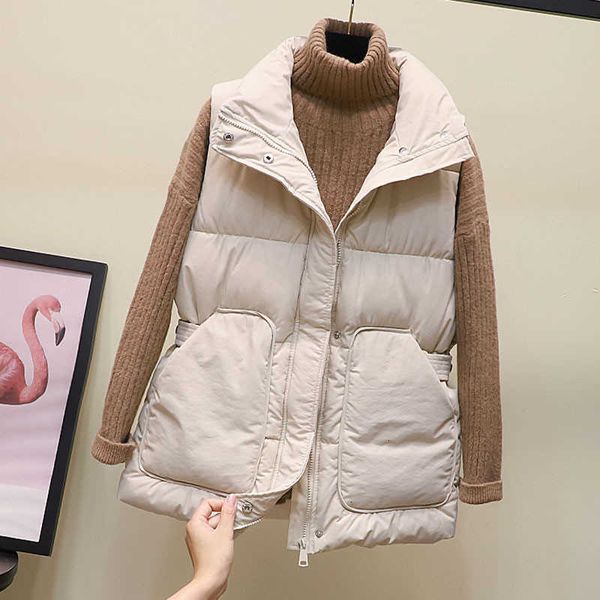 

women's vests autumn winter down cotton vest women coat korean fashion sleeveless jacket short waistcoat parka loose female t a0rr, Black;white