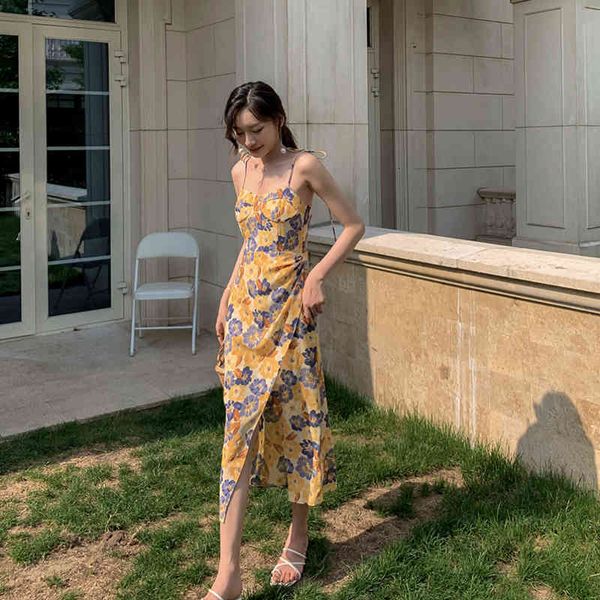 

women's jackets summer strap dress women high waist calf-length split lady boho vintage corset floral 5len, Black;brown