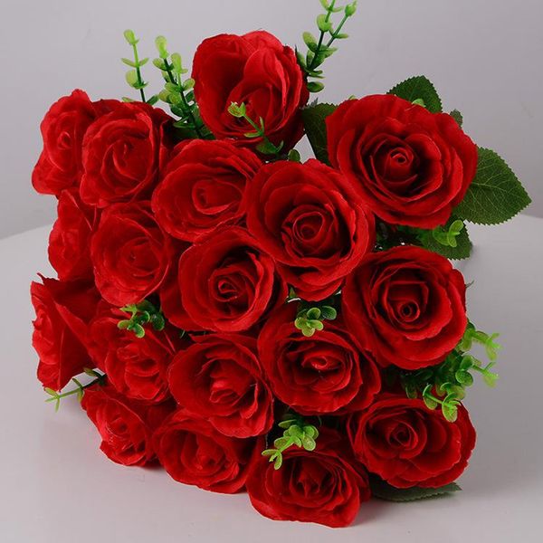 

decorative flowers & wreaths 18 heads artificial roses for wedding decoration