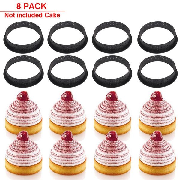 

baking moulds 8 pcs cake cutter mold silicone circle-shaped mousse non-toxic reusable kitchen decorating tools