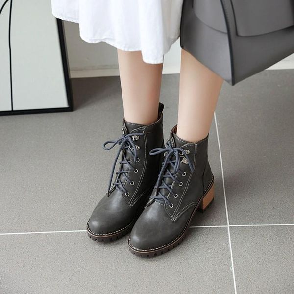 

boots plus size 9 10 11-14 women shoes ankle for ladies woman winter cross strap square with round head, Black