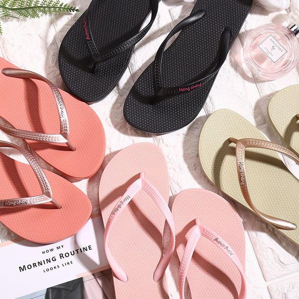 

slippers shoes women women's summer flat fashion sandals sandalias mujer, Black