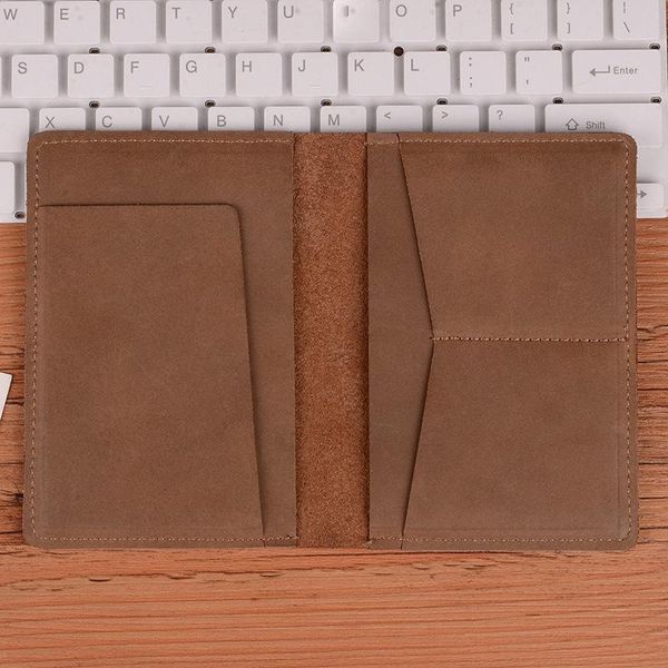 

wallets retro crazy horse leather cowhide airplane passport holder multifunctional boarding bag wallet, Red;black