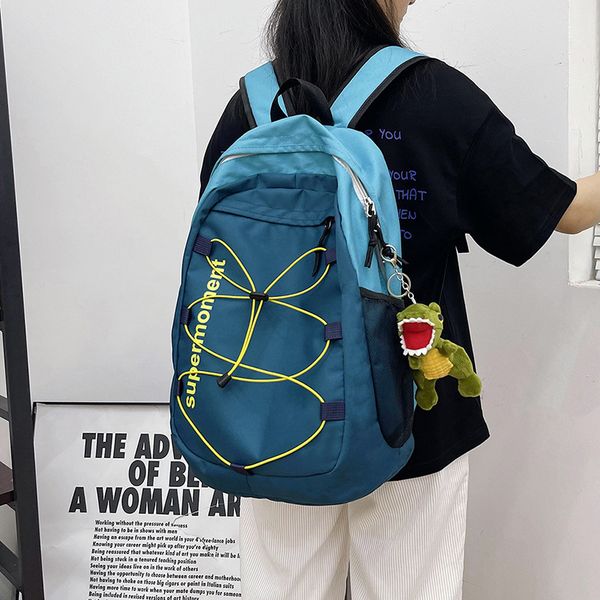 

luxury handbags high capacity schoolbag female ins personality trend college student bag backpack version junior high school cross rope back