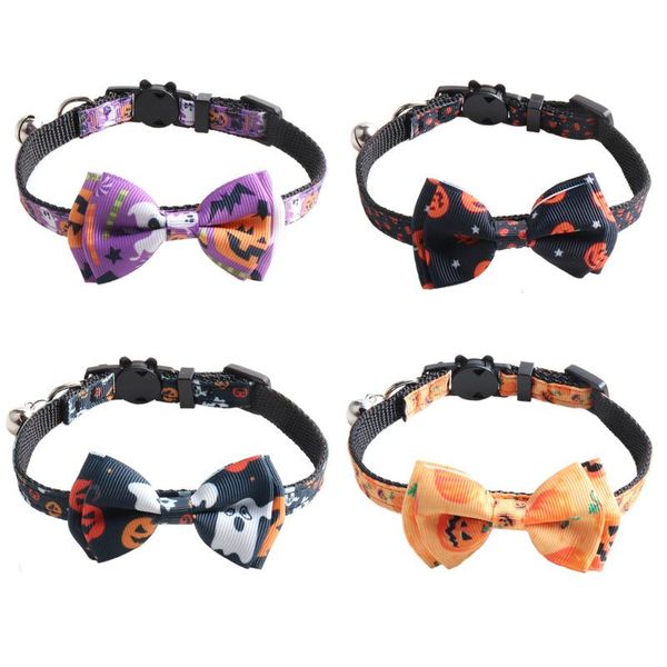 

dog collars & leashes pet collar halloween series ribbon cat bowknot with bell