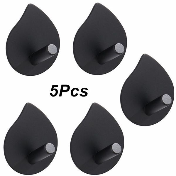 

robe hooks 5pcs bathroom black hook wall mount hanger self adhesive towel key 304 stainless steel decorative