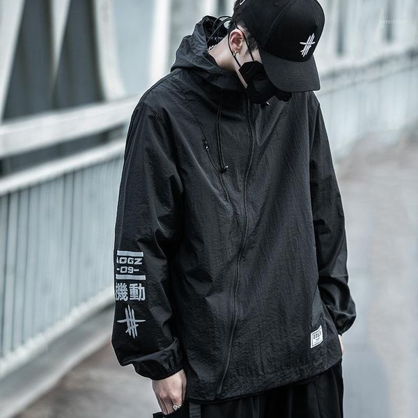 

men's jackets men sun protection jacket coat hip hop streetwear 2021 summer ultrathin sunscreen thin breathable, Black;brown