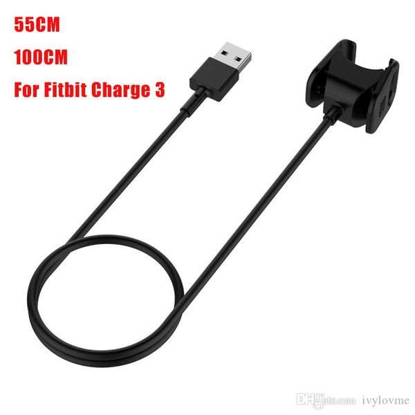 Carregador USB substituível para Fitbit Charge3 Pulseira inteligente USB Cabo de carregamento para Fitbit Charge 3 Adaptador de Dock de Pulseira 55mm \ 100mm