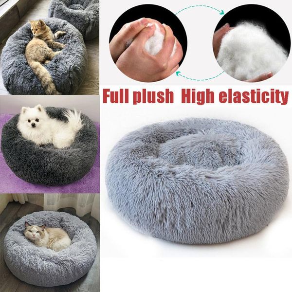 

round dog cat bed pet nest washable house breathable lounger sofa deep sleep litter kennel super soft plush pads beds & furniture